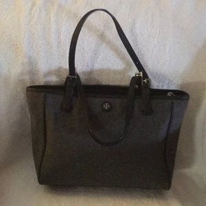Tory Burch Small Grey Wool Bucket Tote
